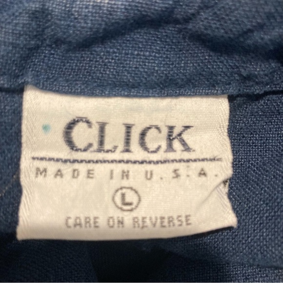 CLICK Sz L 100% Linen Patch Pockets Button Slit Shift Crew Neck Dress - Picture 5 of 8